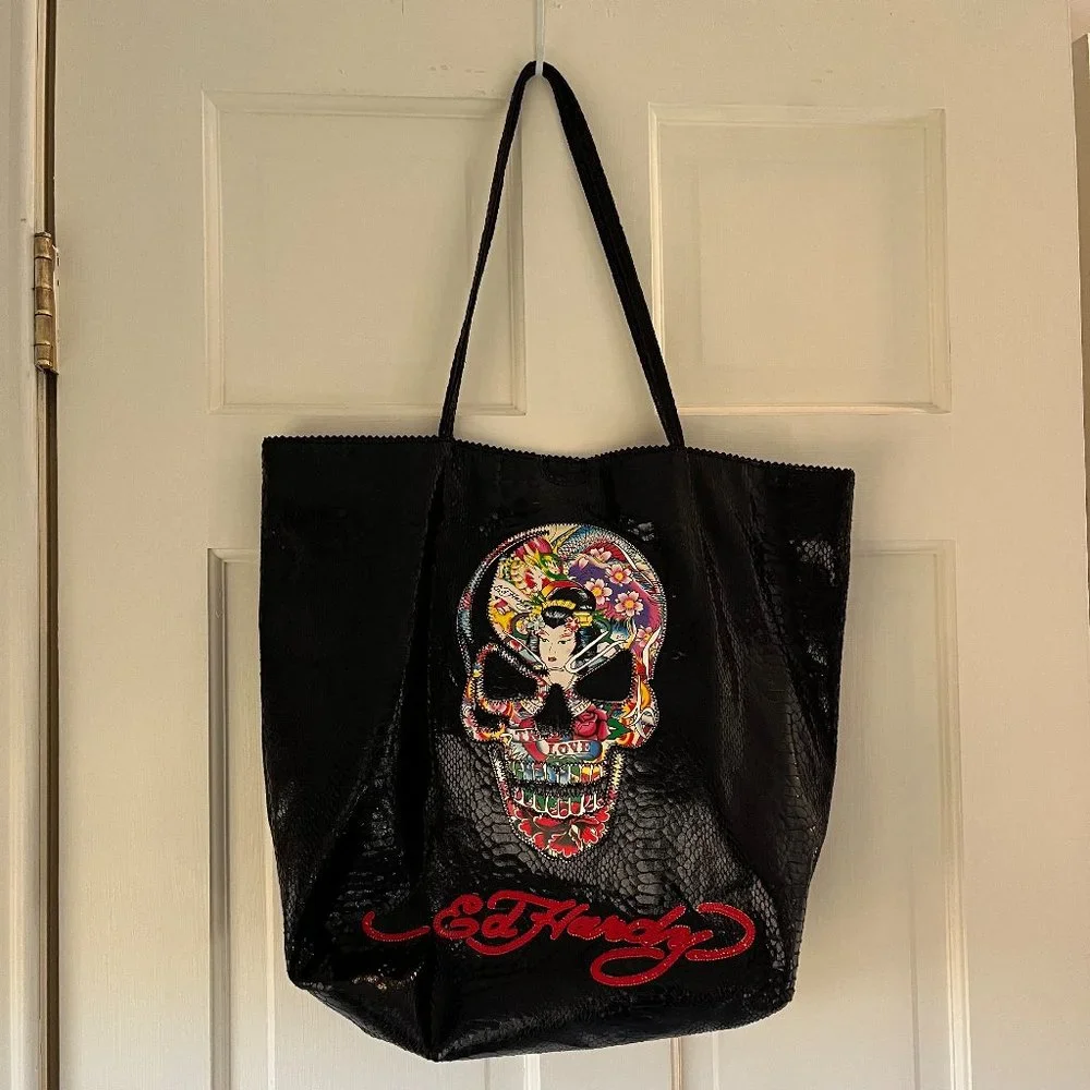 Ed Hardy | Bags | Y2k Vintage Vintage Ed Hardy Embossed Skull Tote